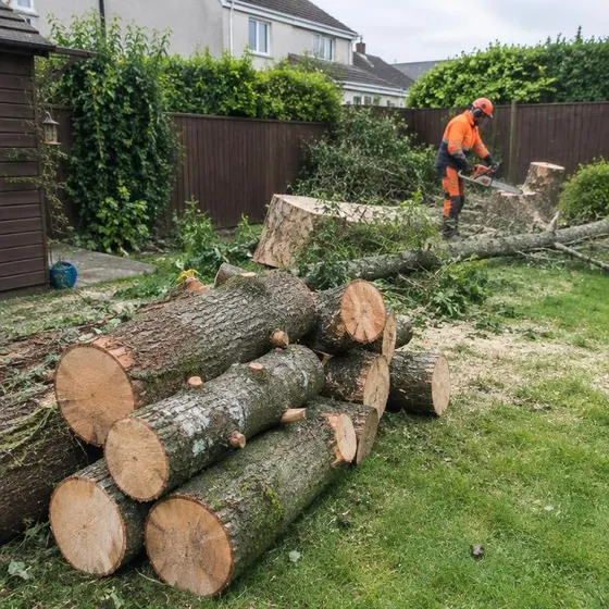 Illustrative image of a felled tree cut into logs
