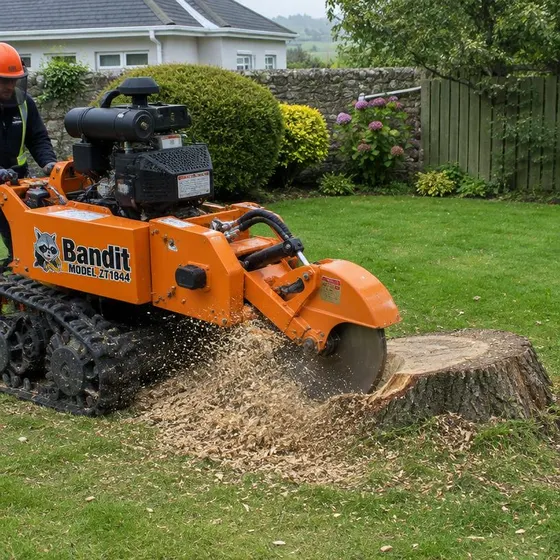 Illustrative image of a stump grinder at work
